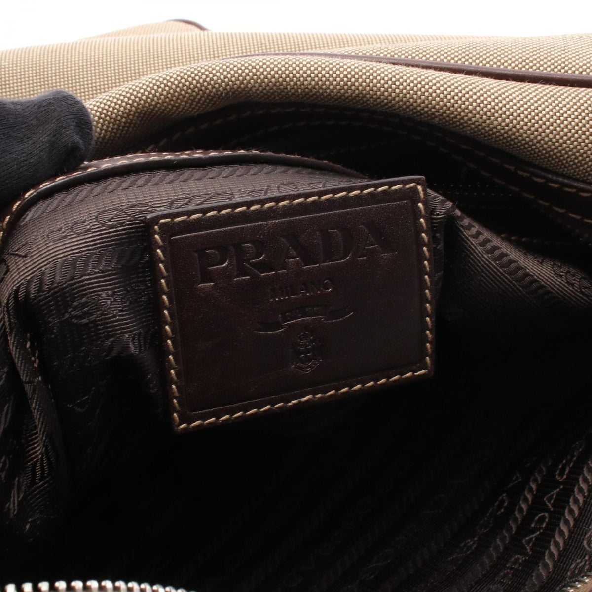 Prada Logo Jacquard · Canvas Leather