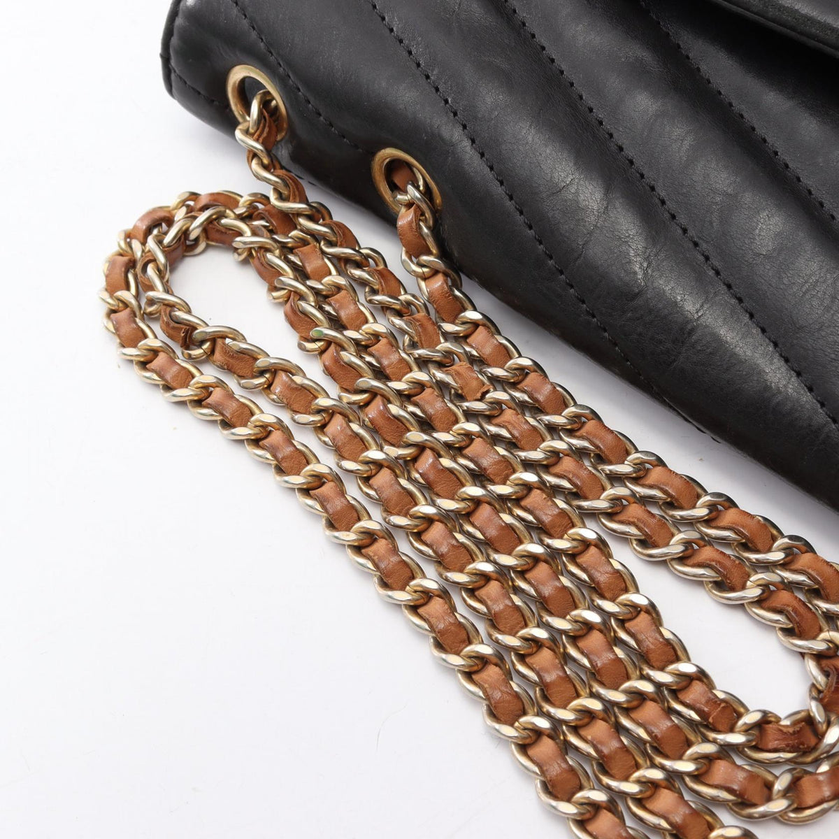 Chanel Bias Stitch · Leather · Gold Hardware
