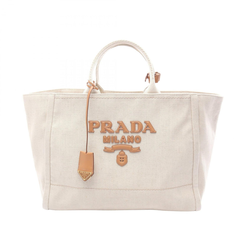 PRADA Jardinière · Linen Blend Canvas Tote