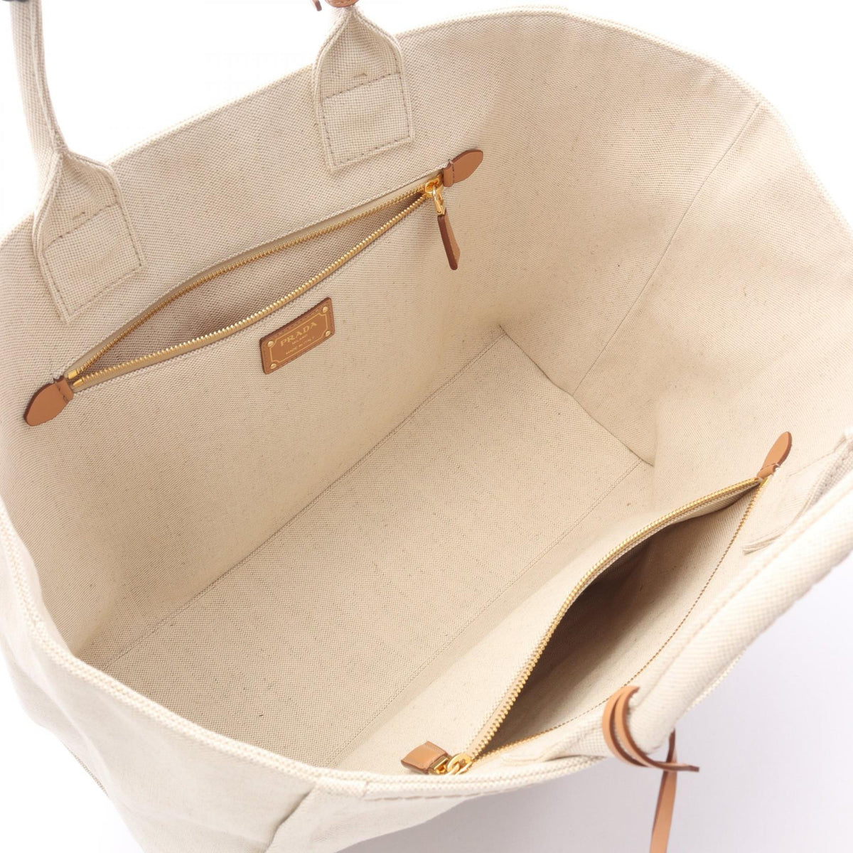 PRADA Jardinière · Linen Blend Canvas Tote