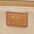PRADA Jardinière · Linen Blend Canvas Tote