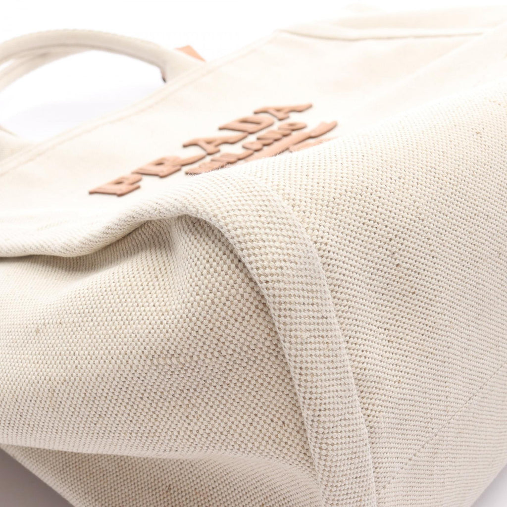 PRADA Jardinière · Linen Blend Canvas Tote
