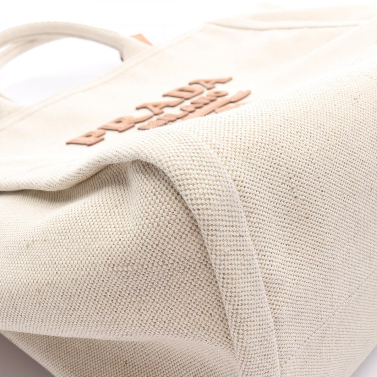 PRADA Jardinière · Linen Blend Canvas Tote
