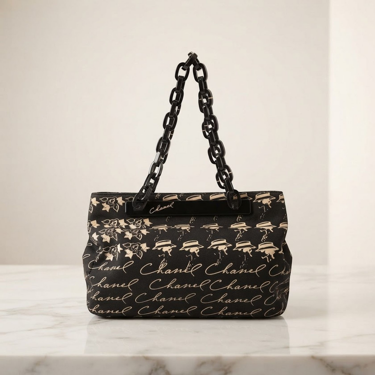 Chanel Camellia · Canvas Tote · Chain