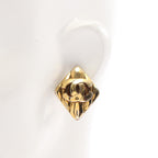 CHANEL Matelassé Rhombus Earrings · Gold Plated