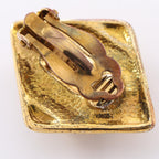 CHANEL Matelassé Rhombus Earrings · Gold Plated