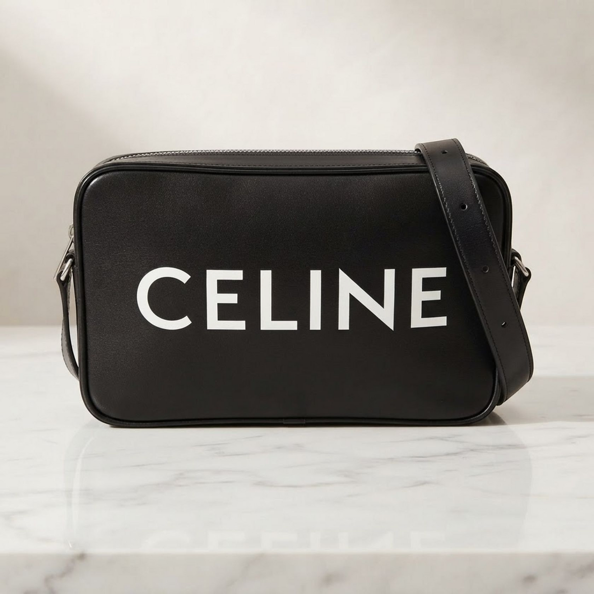 CELINE Medium Logo Messenger · Leather