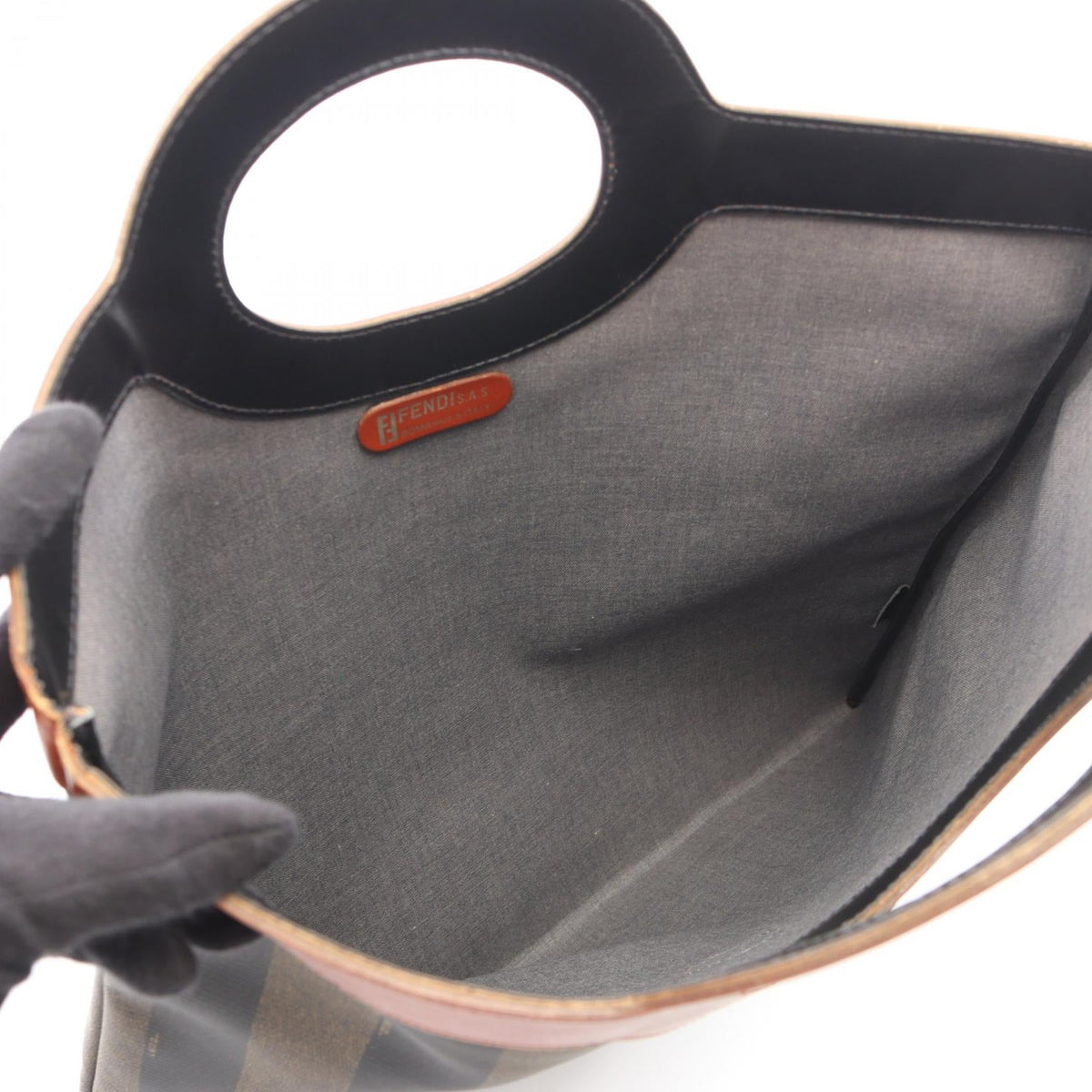 Fendi Pecan · Canvas Leather Tote