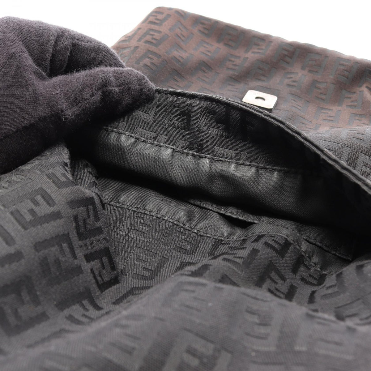 Fendi Zucchino · Canvas Leather Shoulder Bag