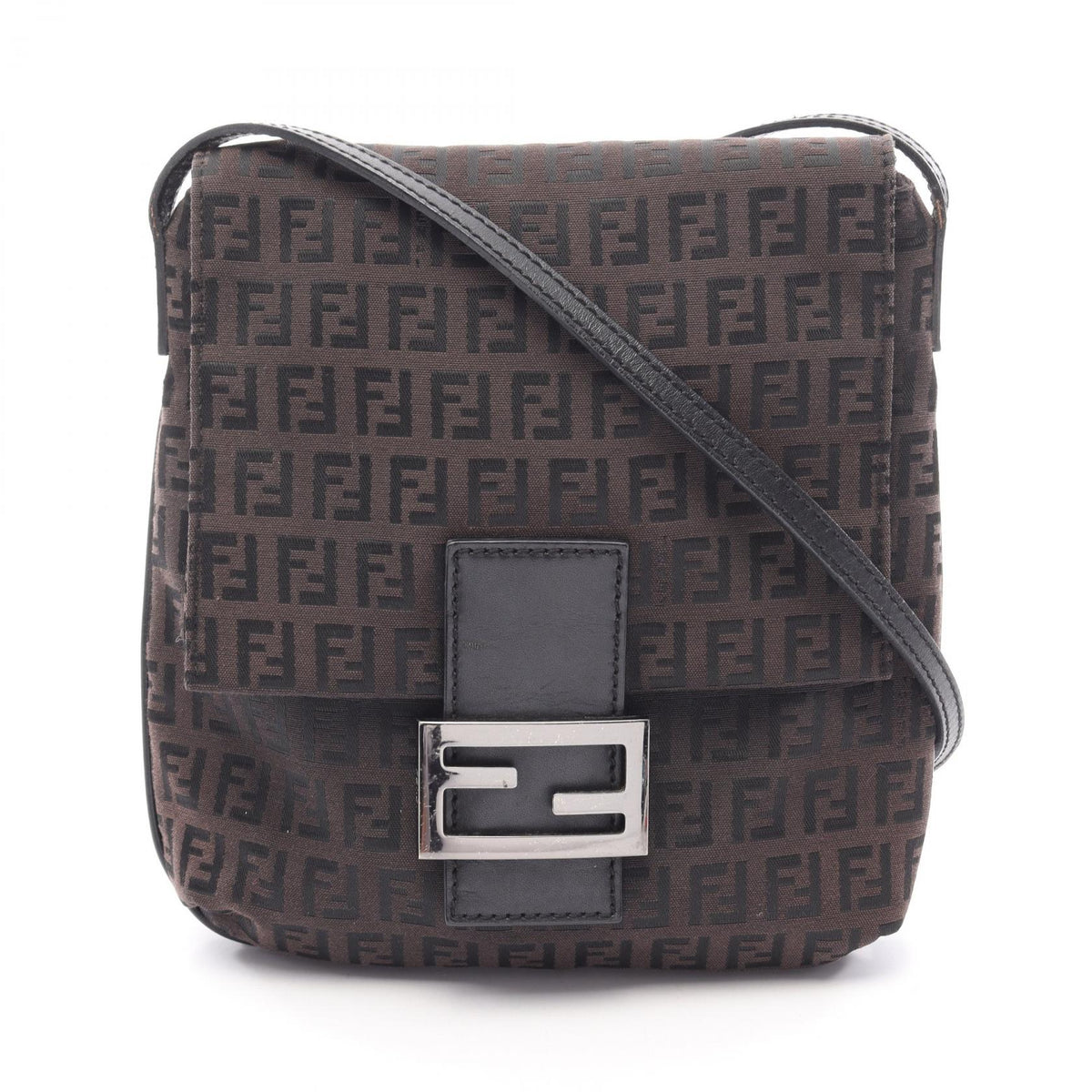 Fendi Zucchino · Canvas Leather Shoulder Bag