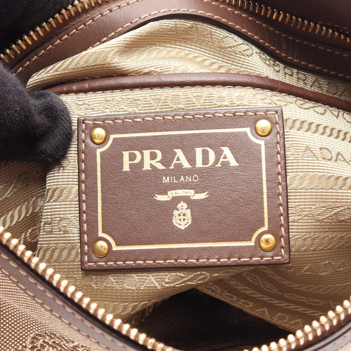 PRADA Logo Jacquard · Canvas Crossbody