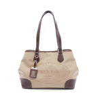 Prada Logo Jacquard Tote · Canvas Leather