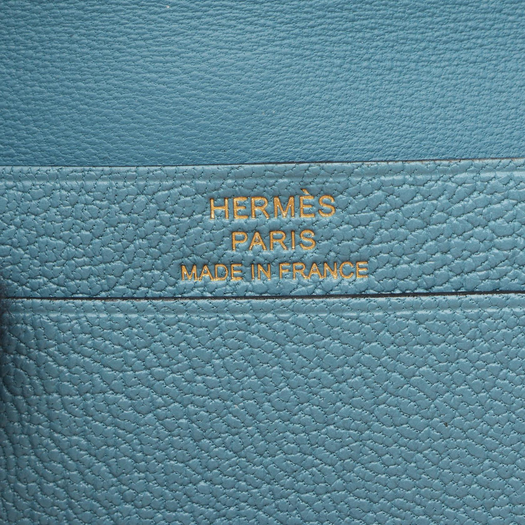 Hermès Bearn Mini · Chèvre · Blue Jean