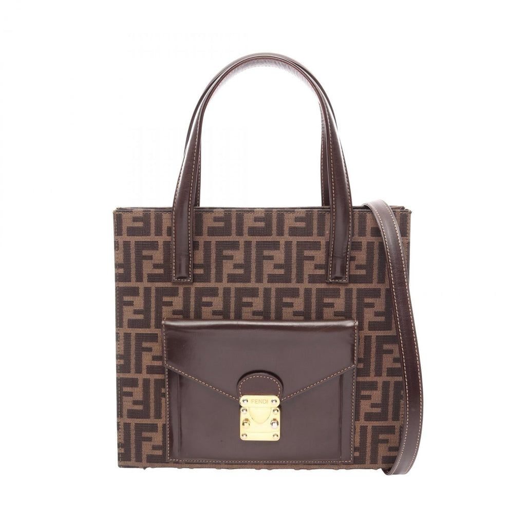 Fendi Zucca · Canvas Leather · Shoulder Tote