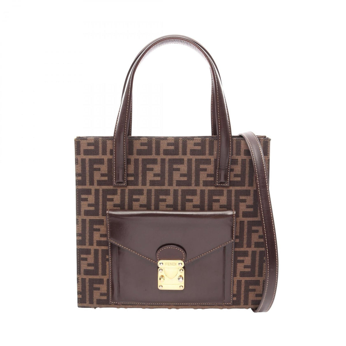 Fendi Zucca · Canvas Leather · Shoulder Tote