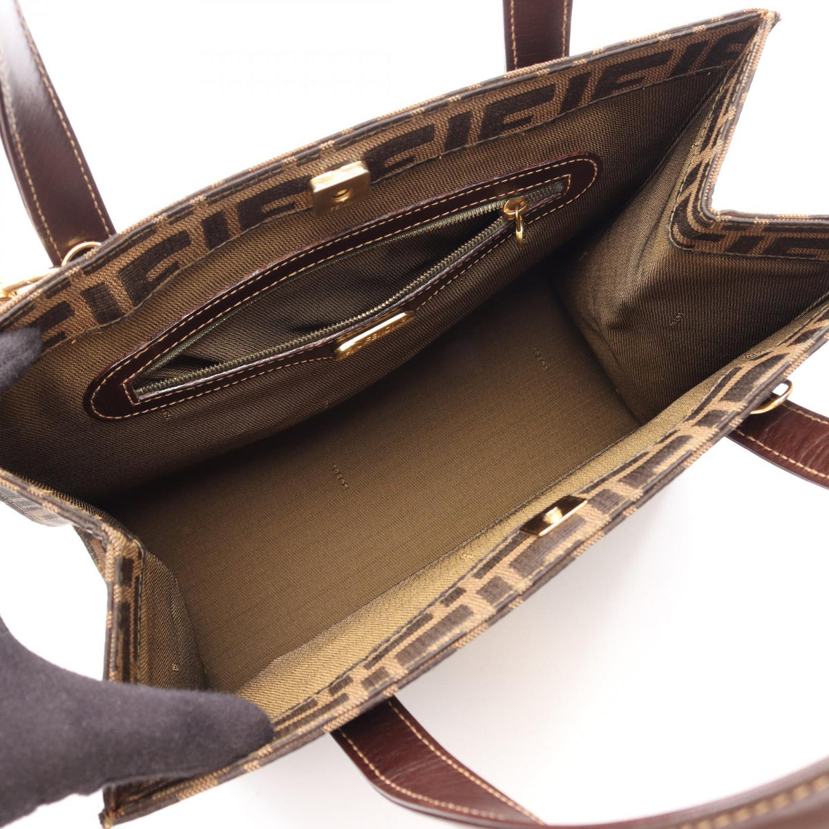 Fendi Zucca · Canvas Leather · Shoulder Tote