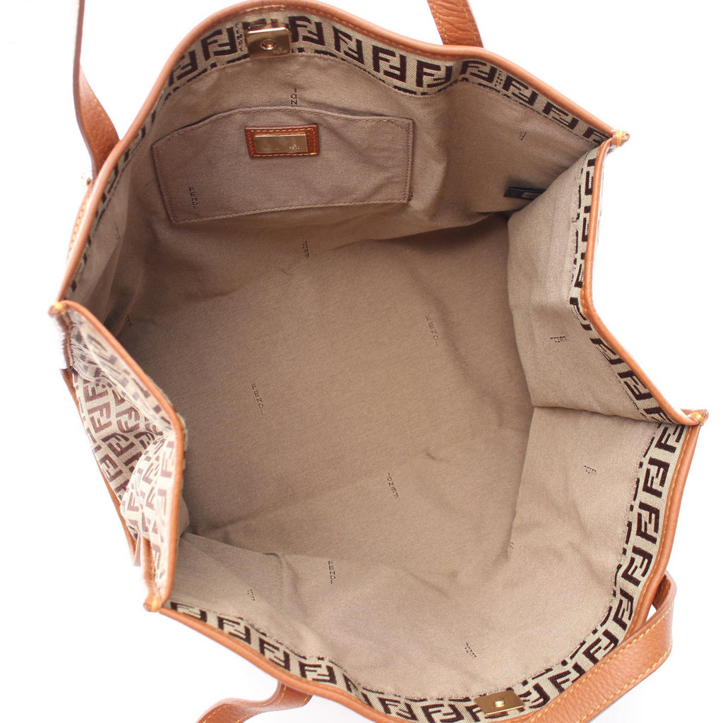 Fendi Zucchino · Canvas Leather Tote