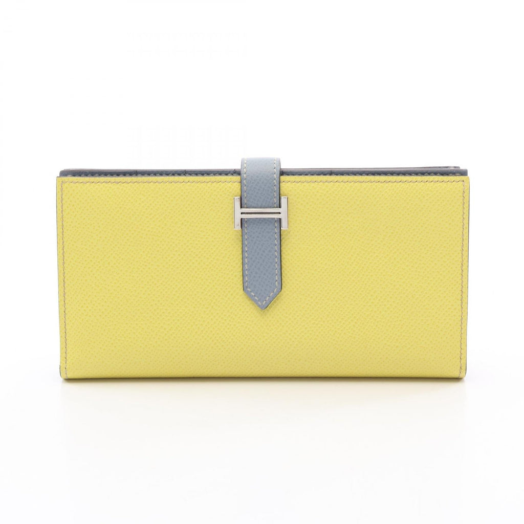 Hermès Bearn Soufflet · Soufre Blue Lin · Epsom