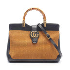 Gucci GG Marmont · Bamboo · Leather Straw