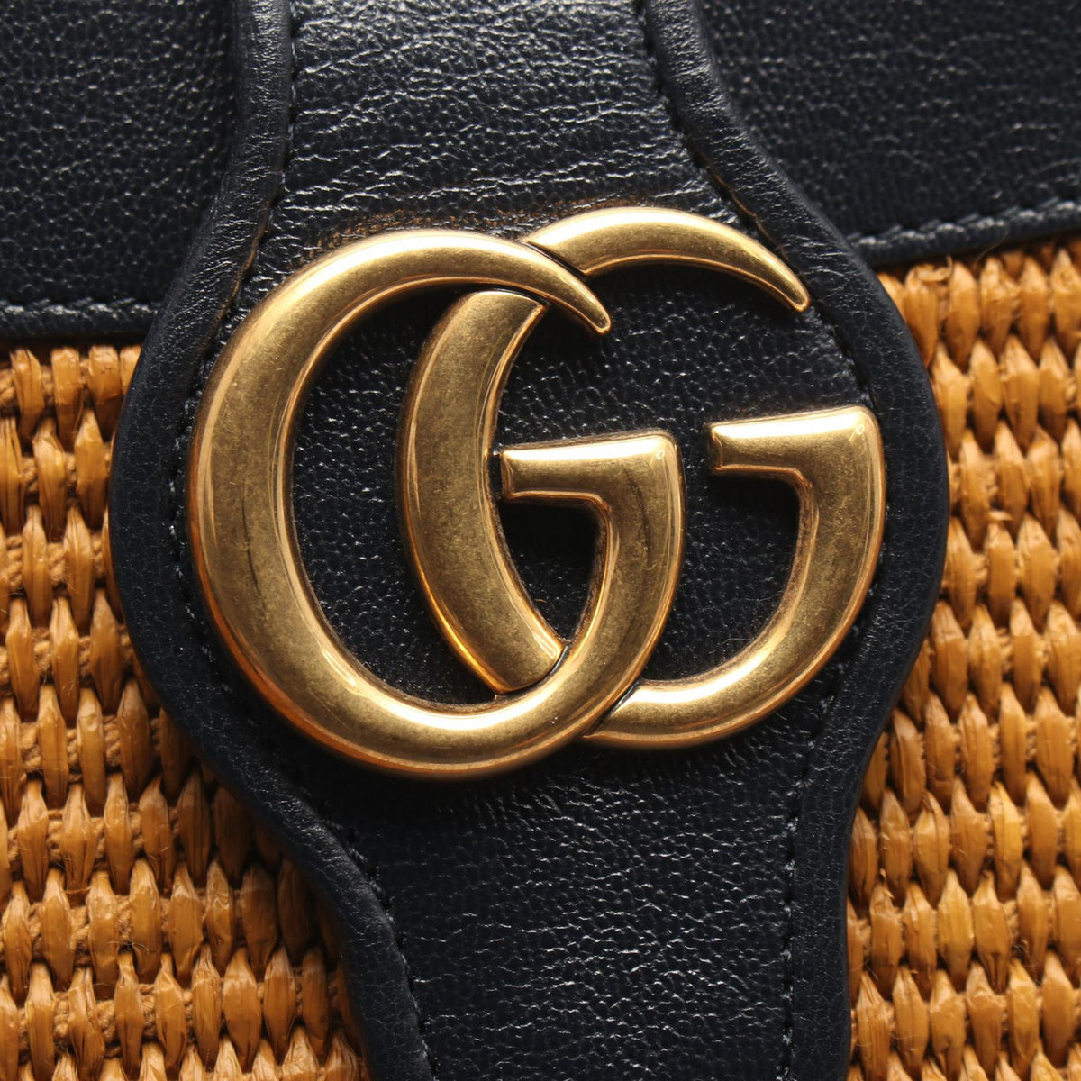 Gucci GG Marmont · Bamboo · Leather Straw