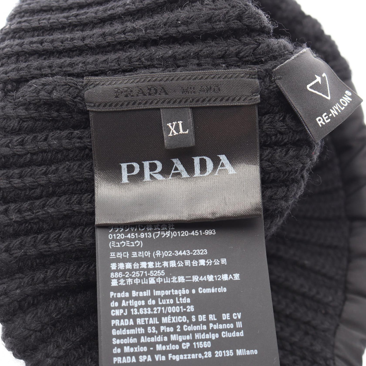 Prada Re-Nylon · Triangle Logo Knit Cap