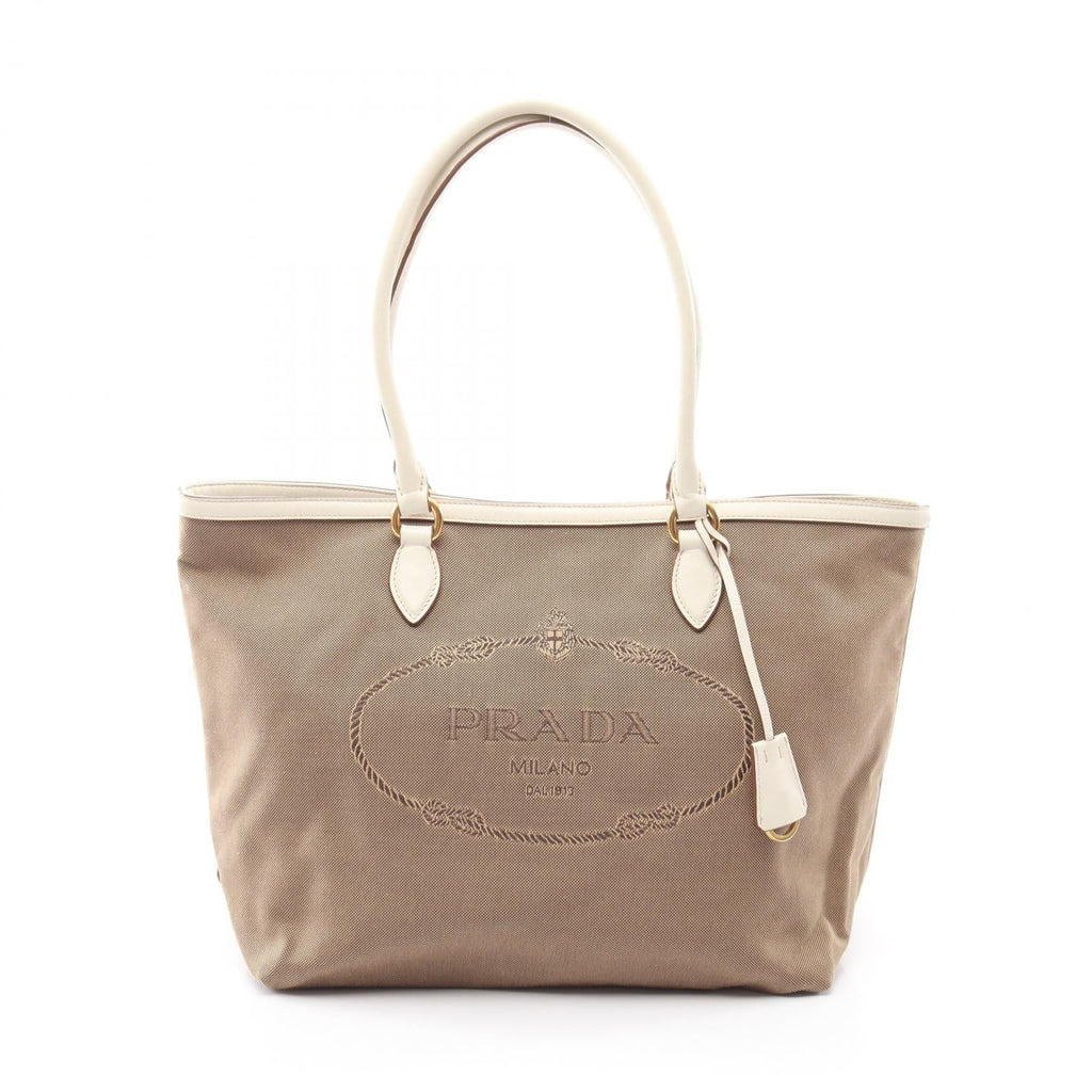 Prada Logo Jacquard · Canvas & Leather Tote