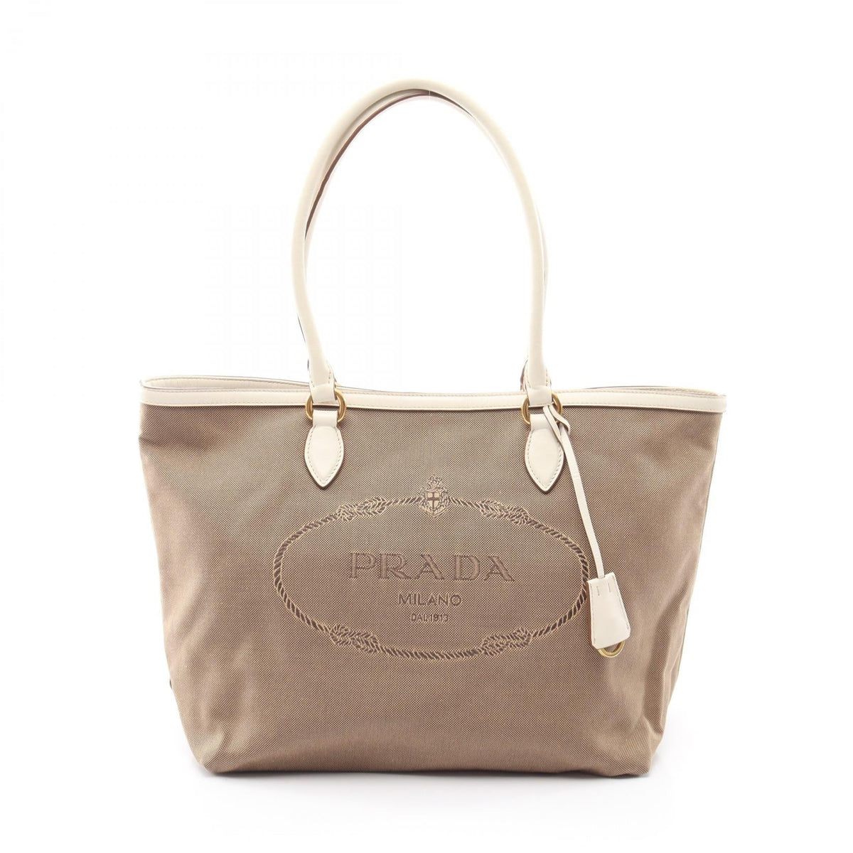 Prada Logo Jacquard · Canvas & Leather Tote