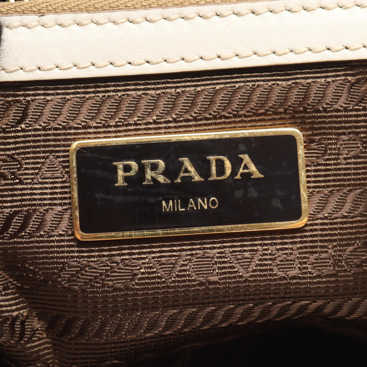 Prada Logo Jacquard · Canvas & Leather Tote