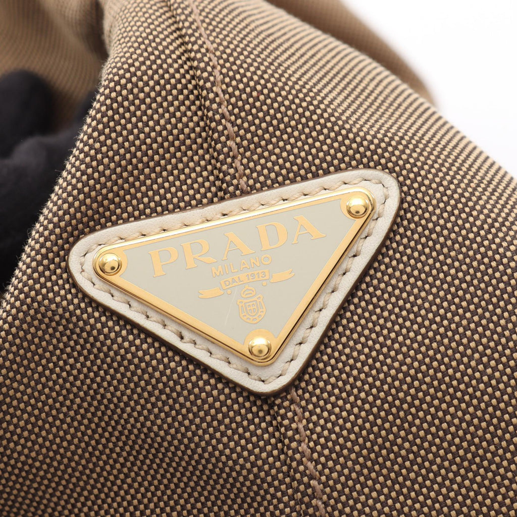 Prada Logo Jacquard · Canvas & Leather Tote