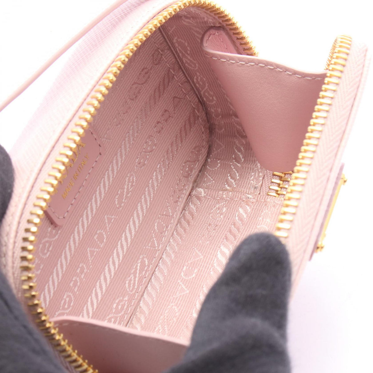 Prada Saffiano · Triangle Logo Mini Pouch