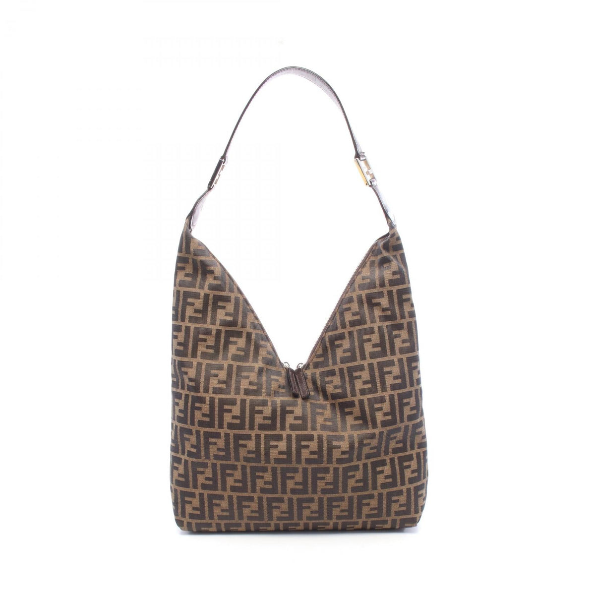 FENDI Zucca · Canvas & Leather Shoulder Bag