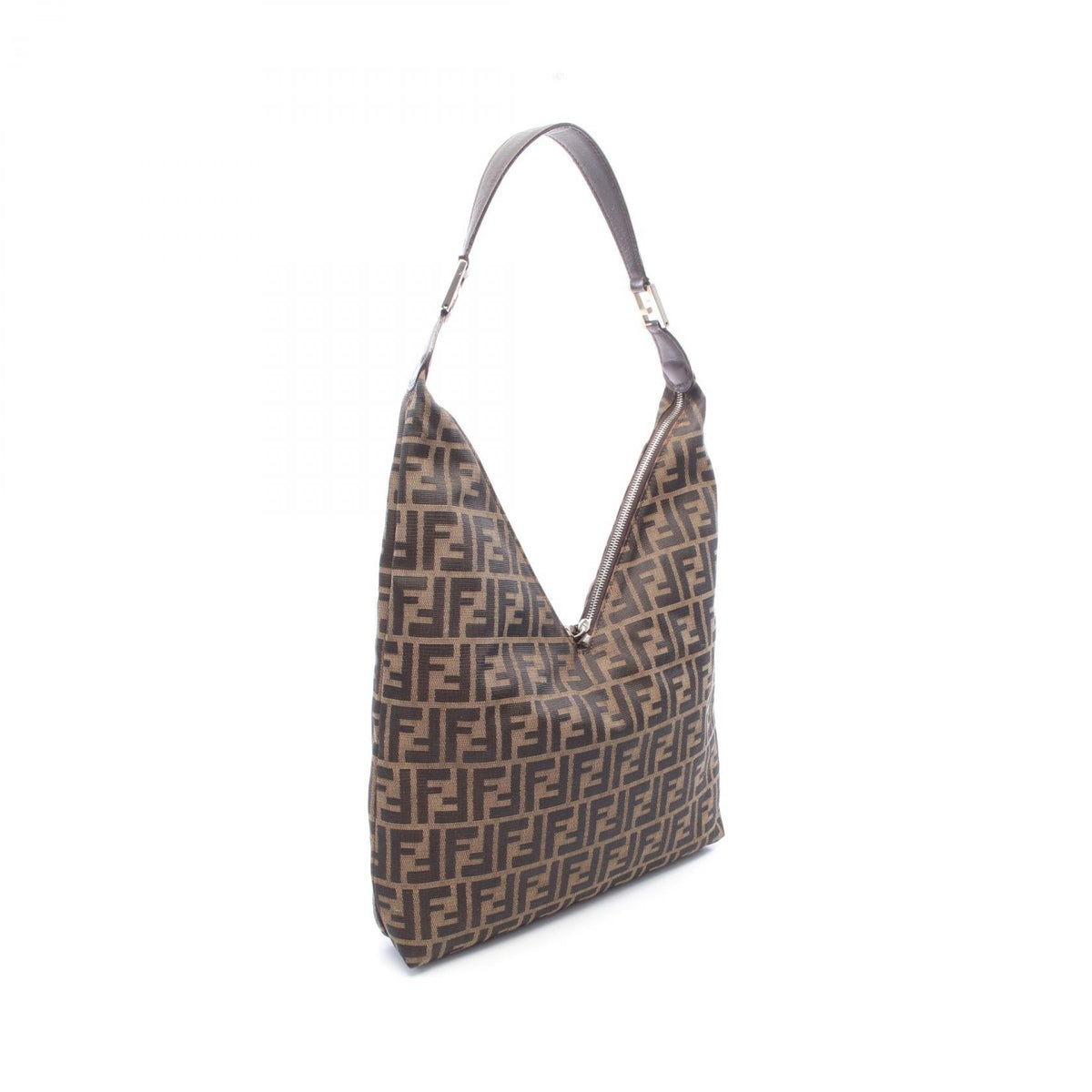 FENDI Zucca · Canvas & Leather Shoulder Bag