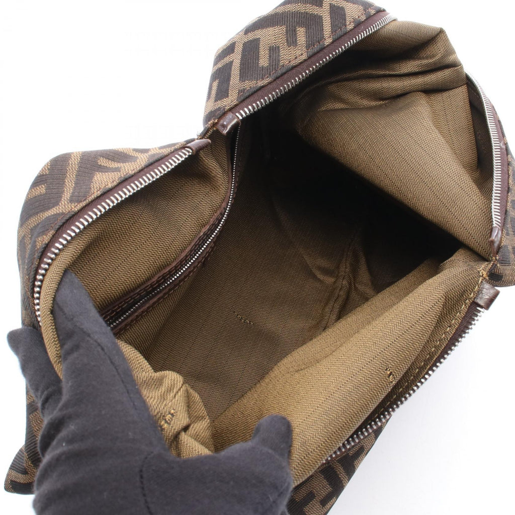 FENDI Zucca · Canvas & Leather Shoulder Bag