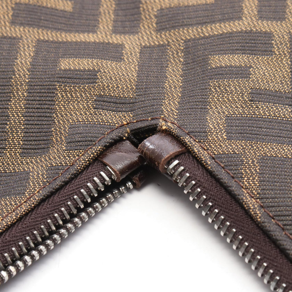 FENDI Zucca · Canvas & Leather Shoulder Bag