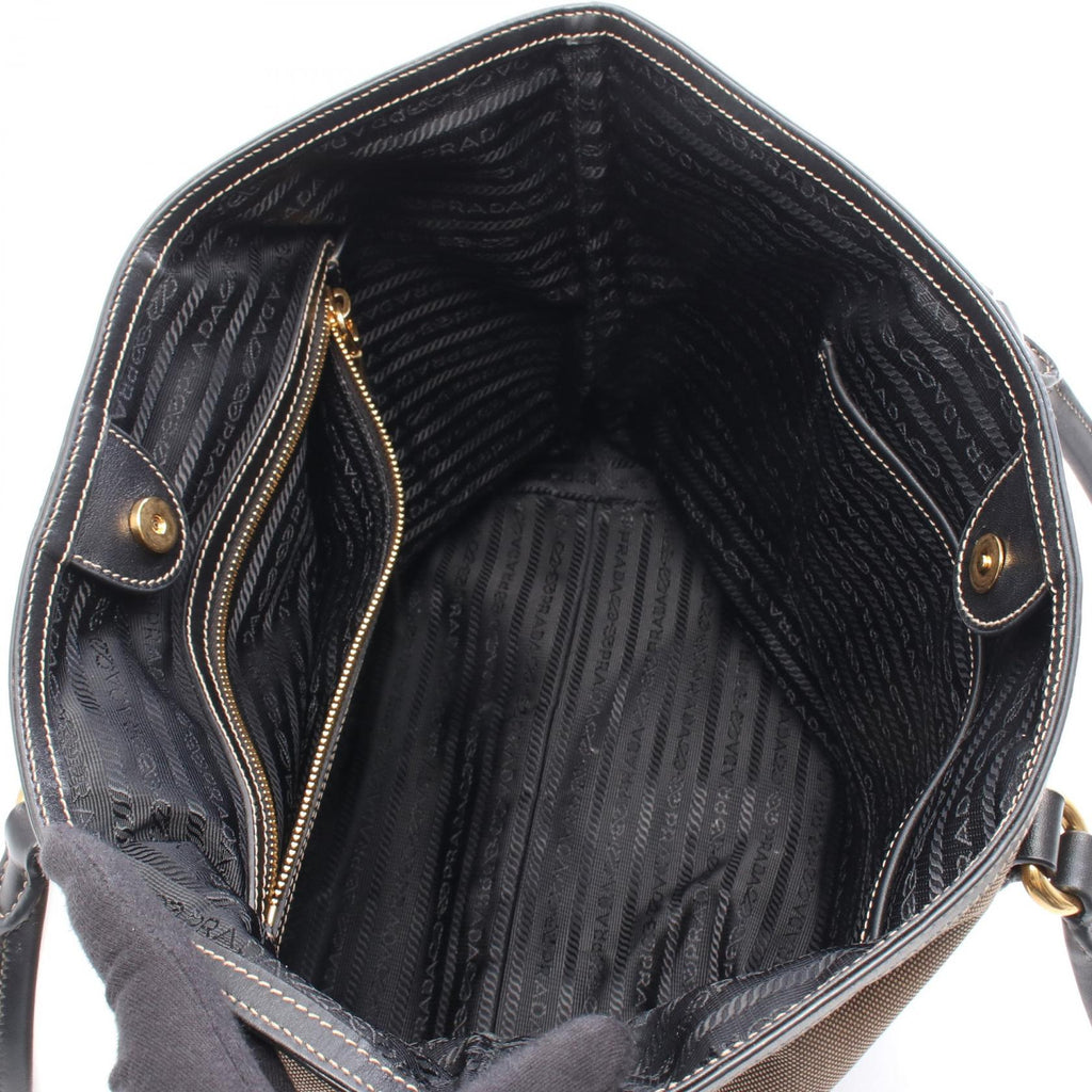 Prada Logo Jacquard · Canvas & Leather Tote