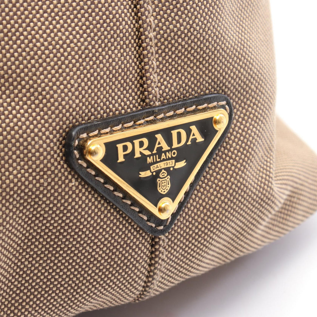 Prada Logo Jacquard · Canvas & Leather Tote