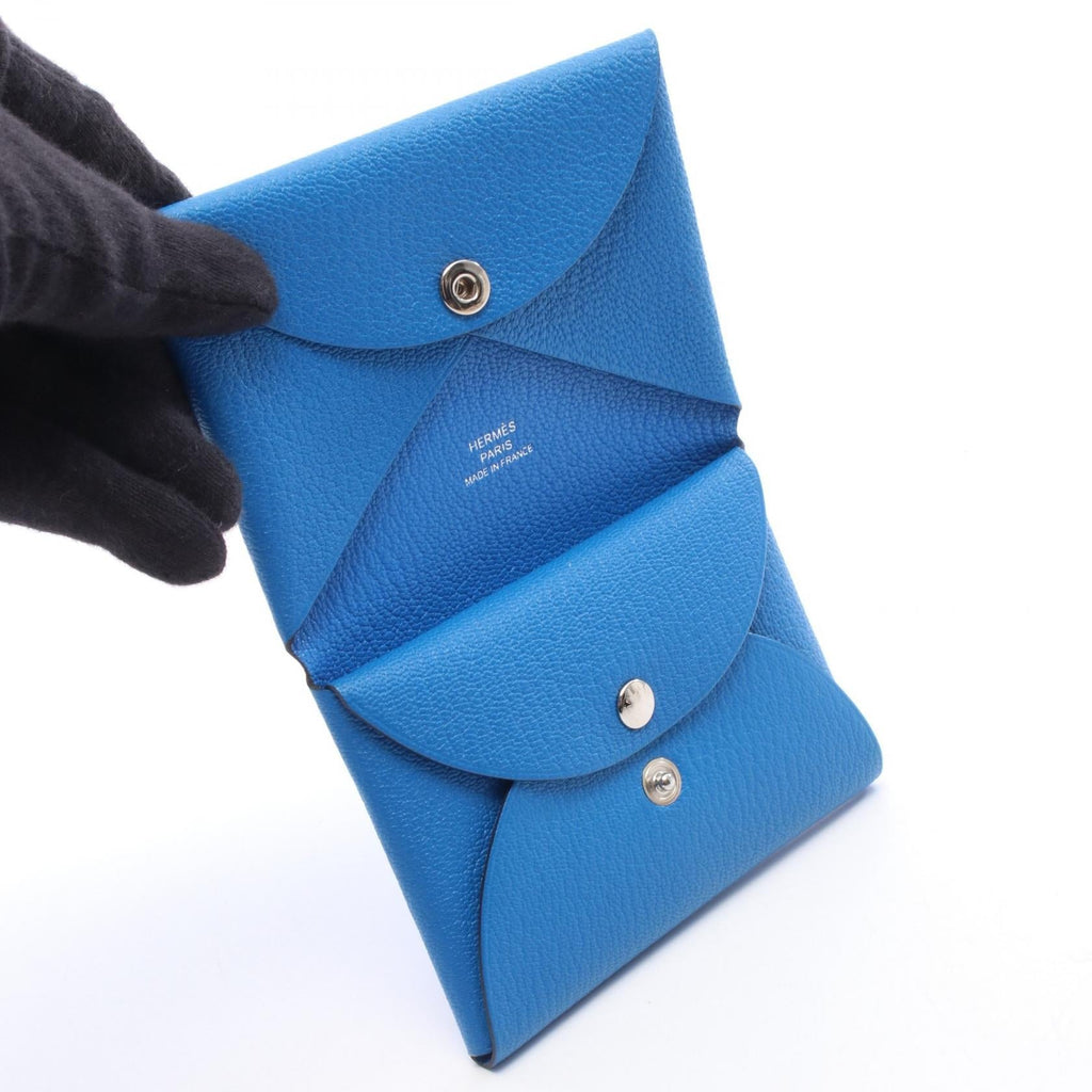 Hermès Calvi Duo · Chèvre · Bleu Hydra