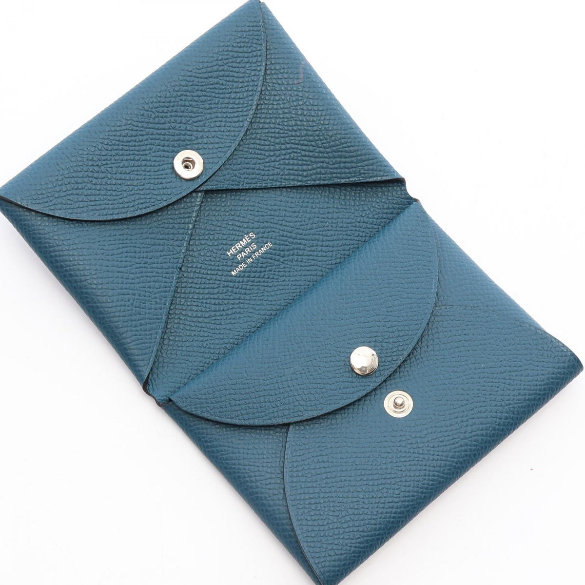 Hermès Calvi Duo · Bleu de Presse · Epsom
