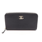CHANEL CC Logo · Leather Zip Wallet