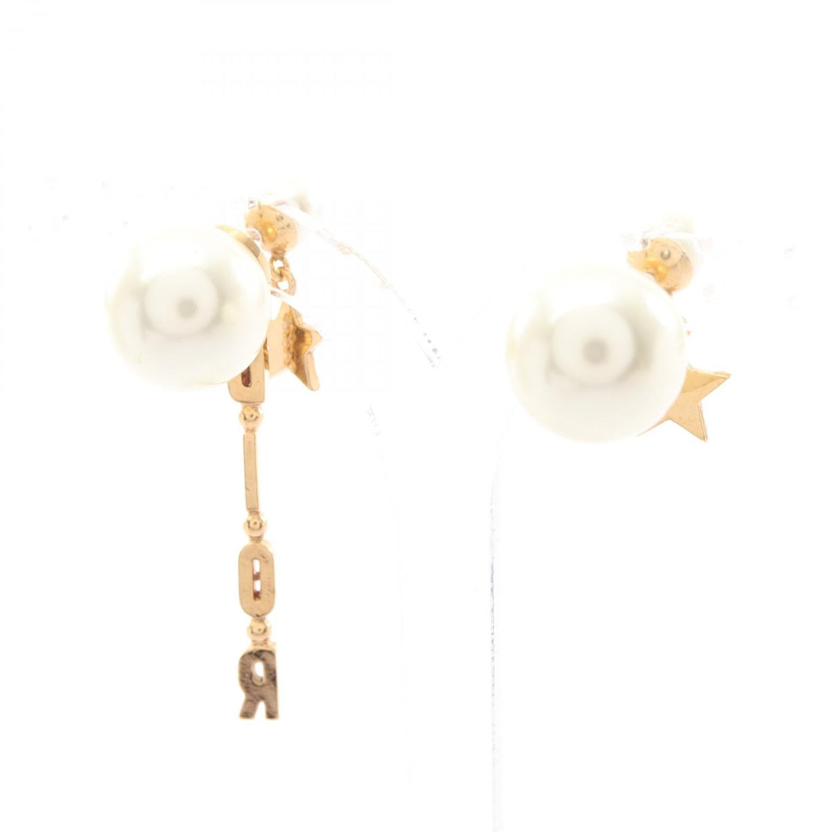 DIOR Tribal · Logo Pierced Earrings · Pearl