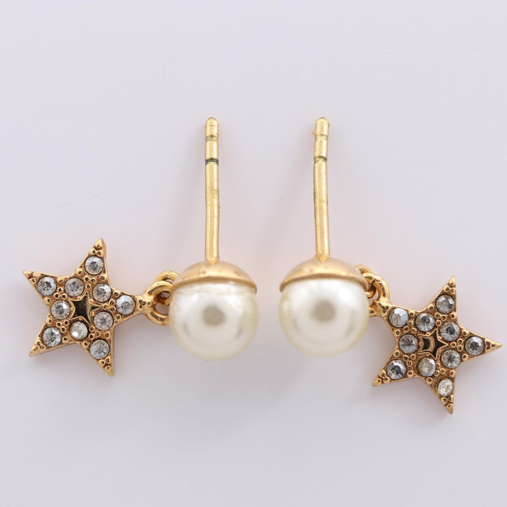 DIOR Tribal · Logo Pierced Earrings · Pearl