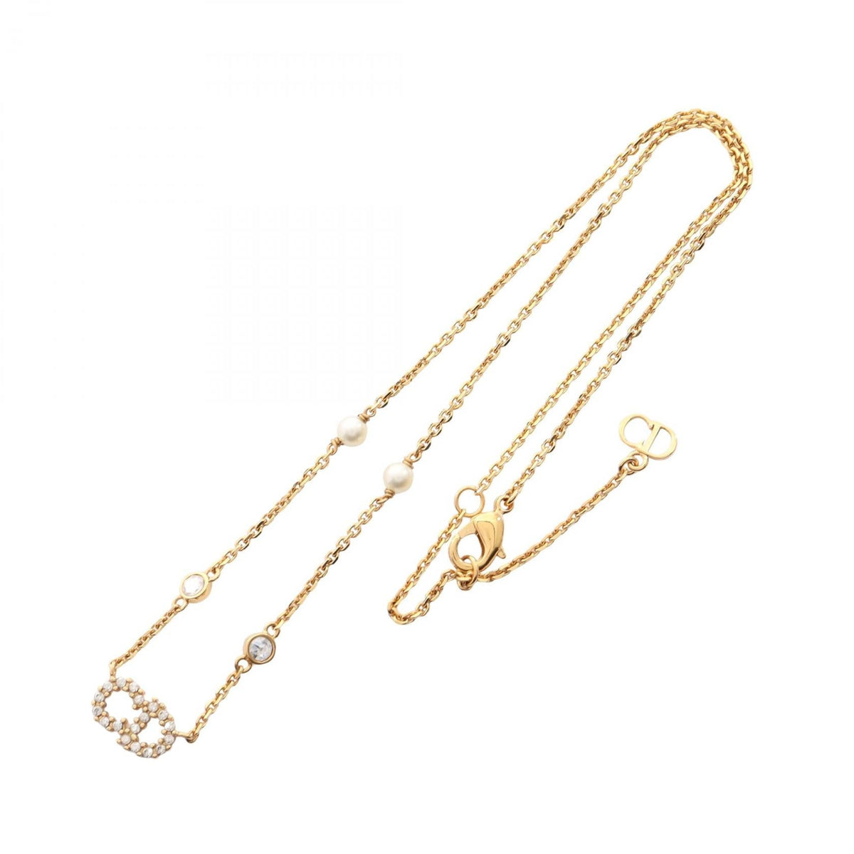 Dior CD Logo Necklace · Crystal & Pearl
