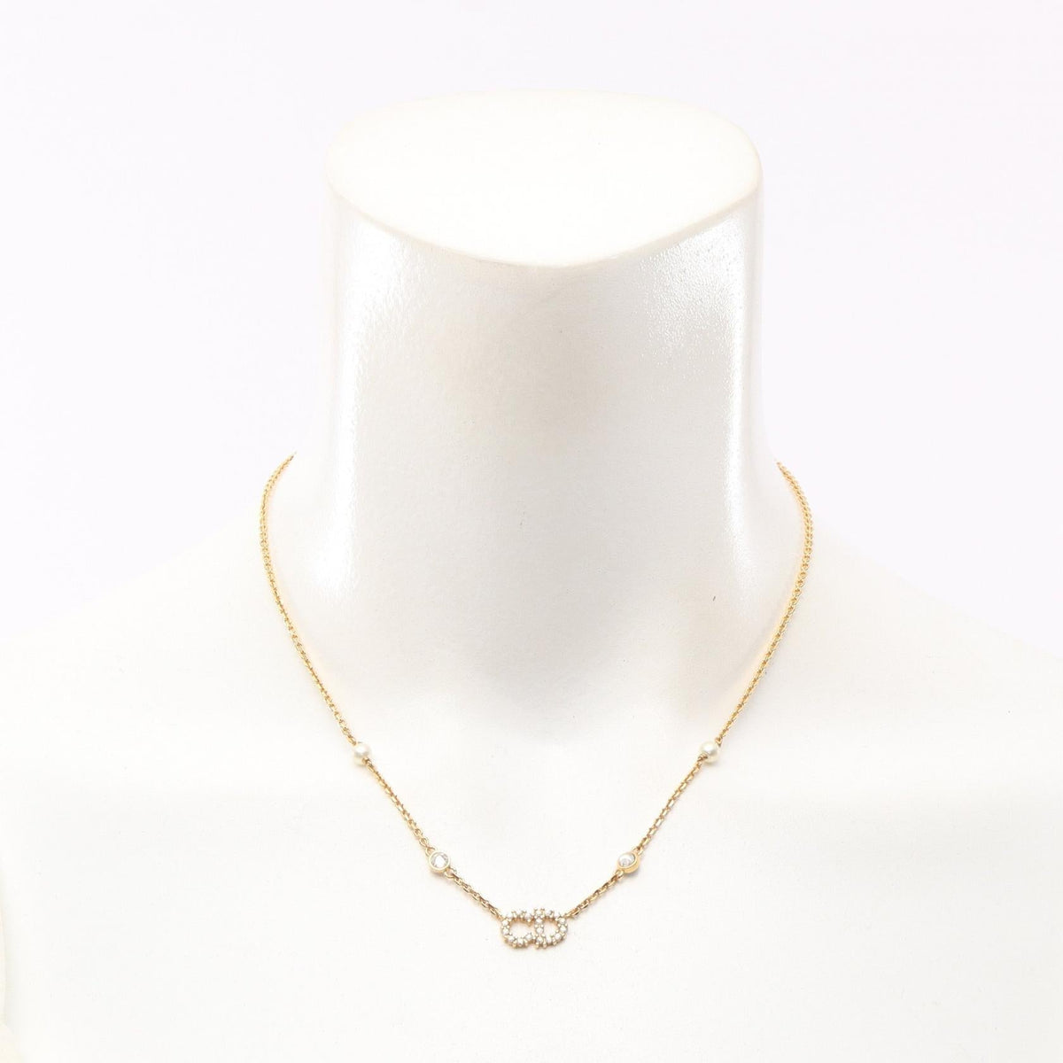 Dior CD Logo Necklace · Crystal & Pearl
