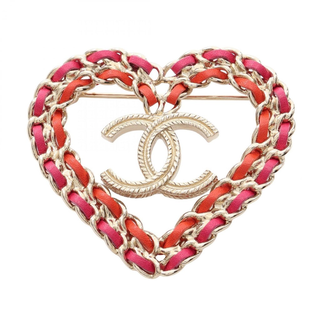 Chanel Coco · Heart Brooch · Leather
