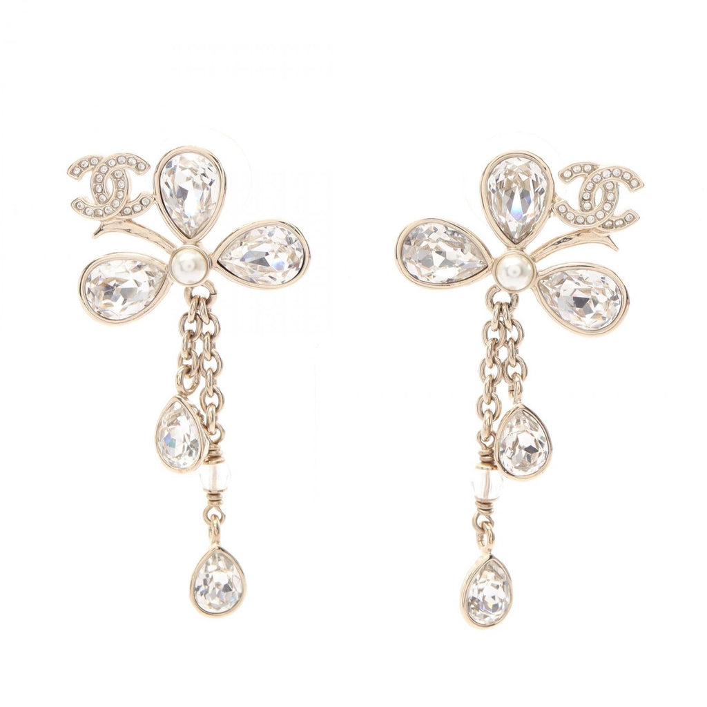 Chanel Flower Drop Earrings · Crystal Pearl