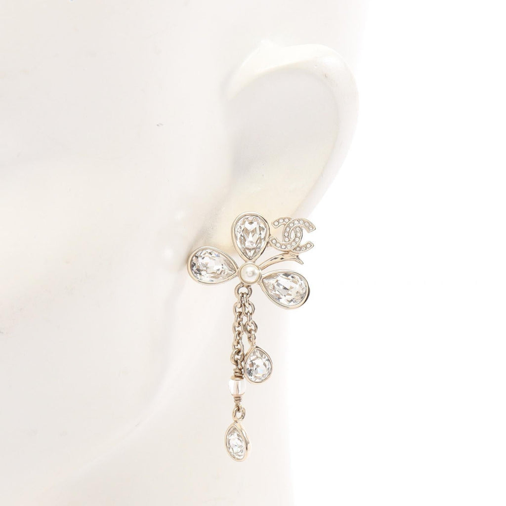 Chanel Flower Drop Earrings · Crystal Pearl