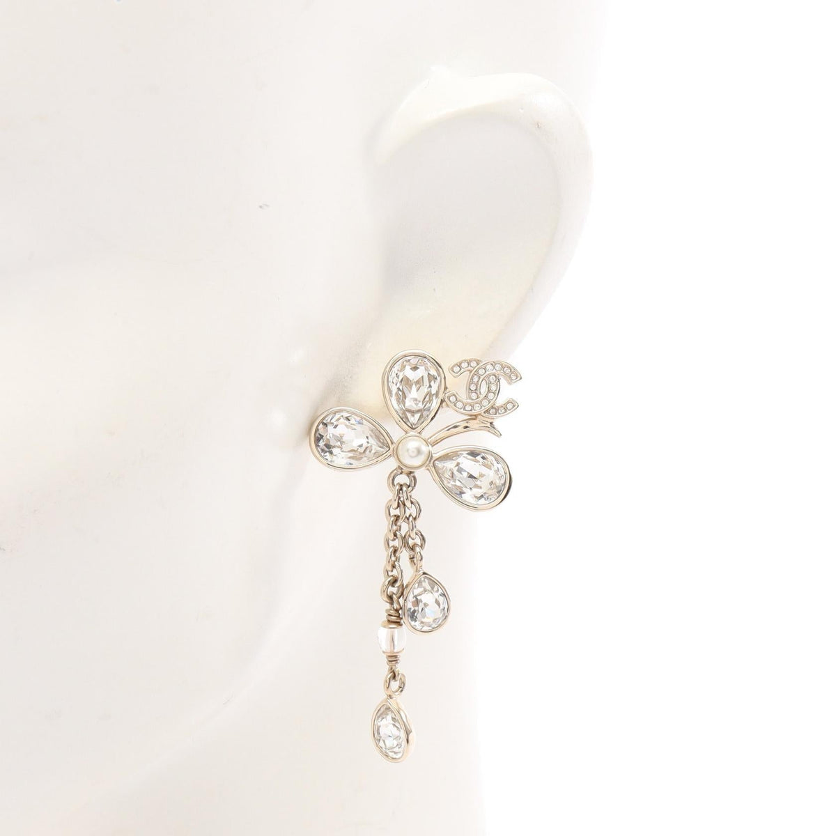 Chanel Flower Drop Earrings · Crystal Pearl