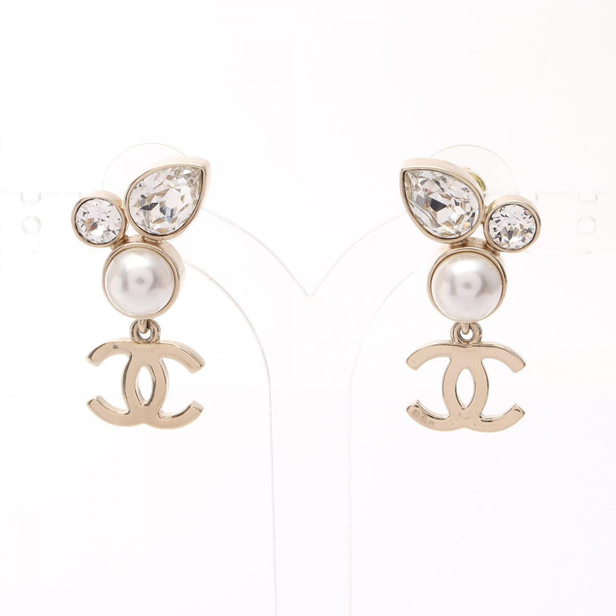CHANEL COCO Pearl Drop Earrings · Gold Plated