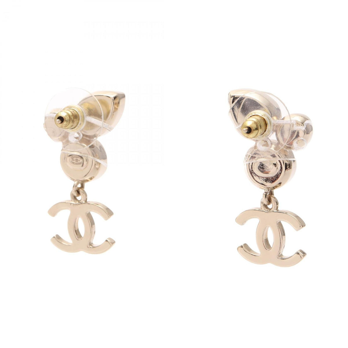CHANEL COCO Pearl Drop Earrings · Gold Plated