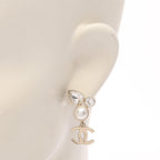 CHANEL COCO Pearl Drop Earrings · Gold Plated